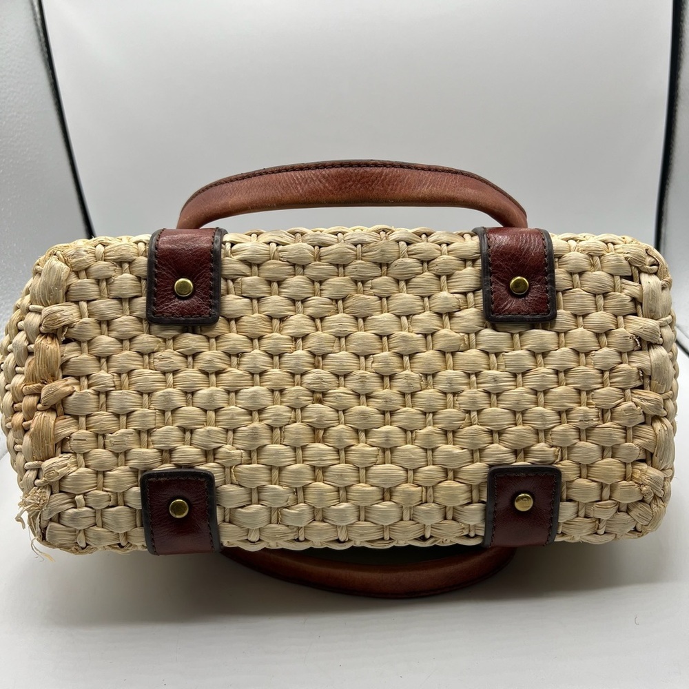 New‎ Fossil Vintage Reissue Large Woven Straw Leather Trim Handbag, $198 - Picture 7 of 15